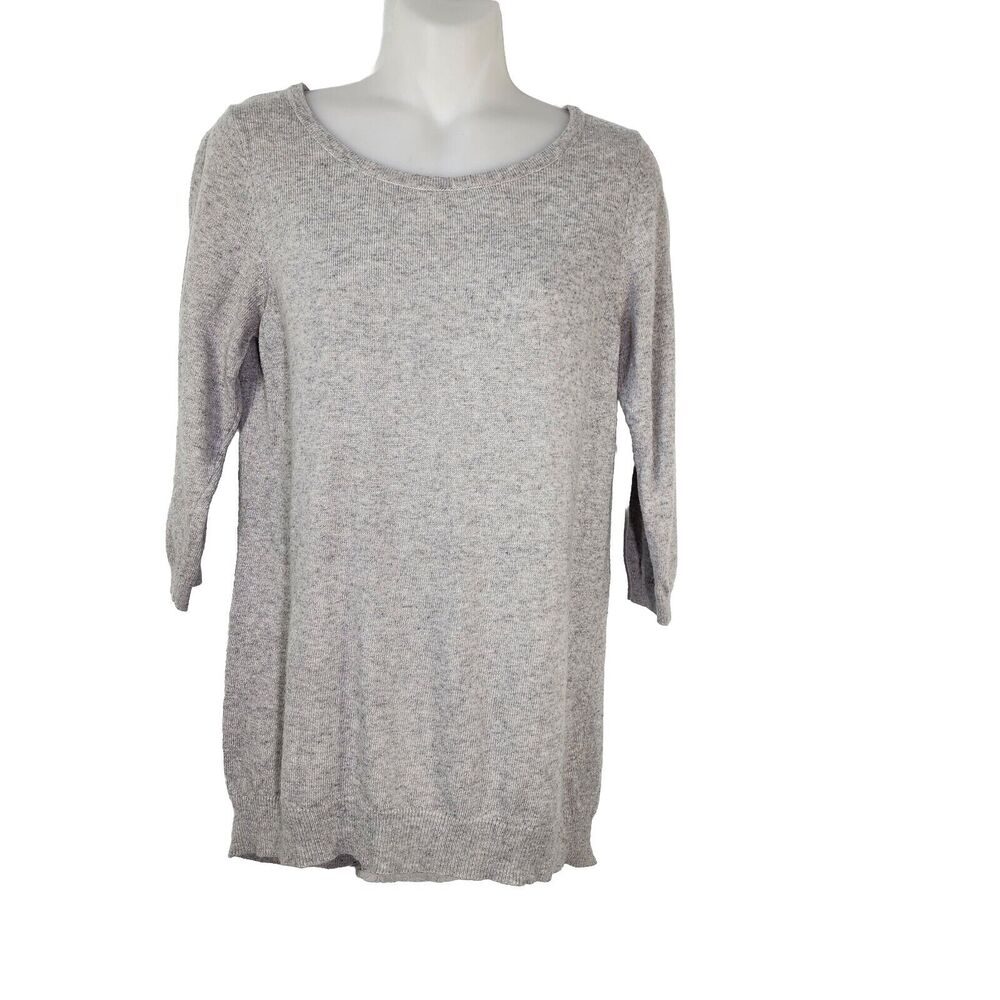 The Limited Womens Sweater Small Gray 3/4 Sleeve Wool Blend Lace Detail Knit